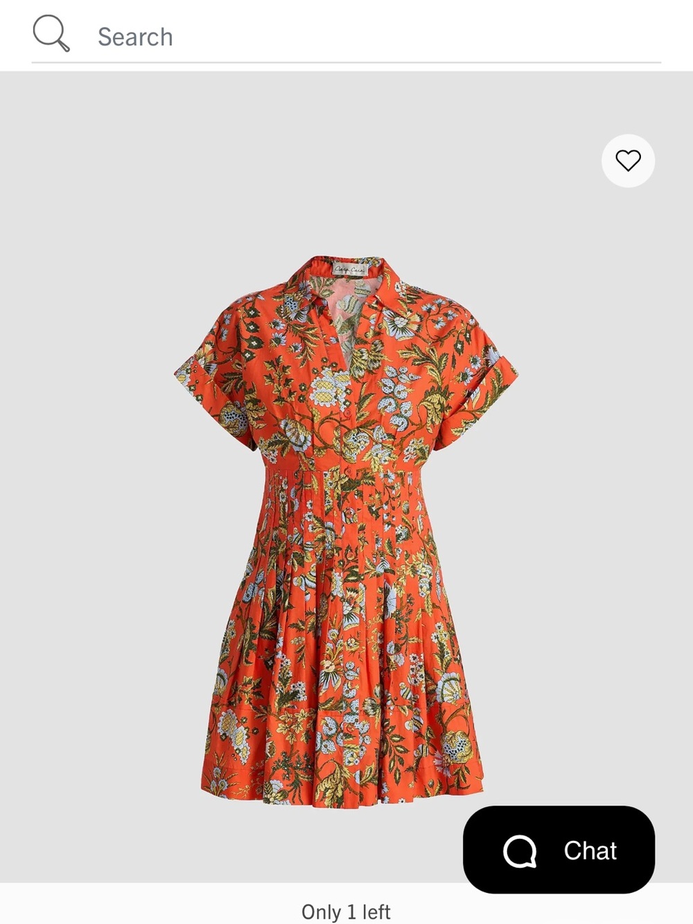 Cara Cara Coral-Orange Floral Button-Front Short Dress
